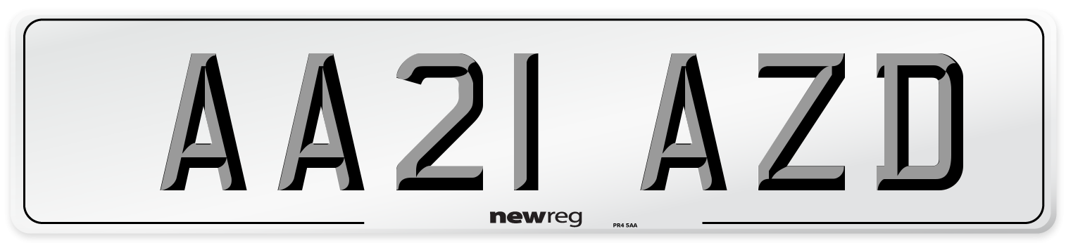 AA21 AZD Number Plate from New Reg